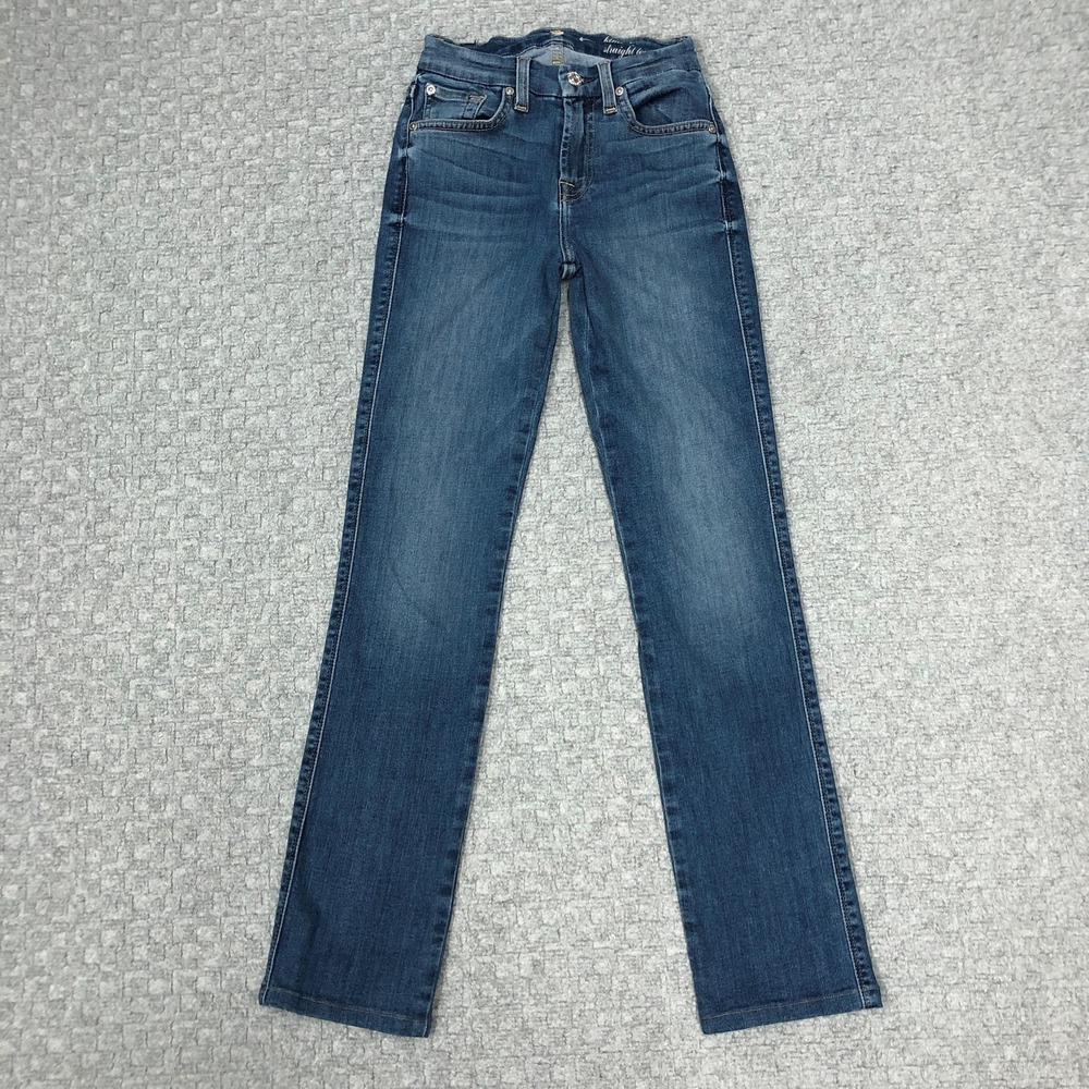 7 For All Mankind Kimmie Straight Leg Jeans Womens 25 Blue Med Wash Stretch *W22
